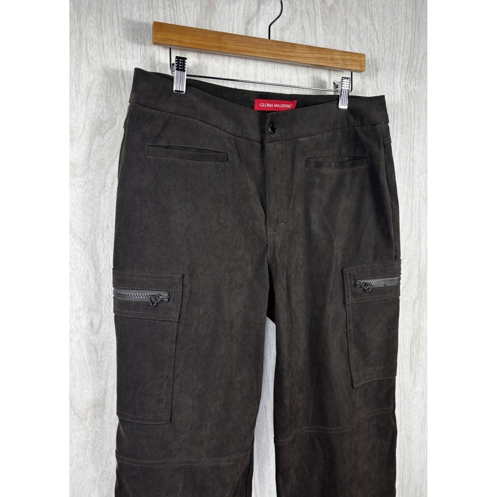 Gloria Vanderbilt Cargo Pants‎ 12 Tall Brown High Rise Casual Chic Utility - Picture 4 of 6